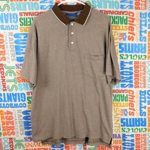 Towncraft Polo Shirt Size Mens L Brown Chevron Pattern Golf